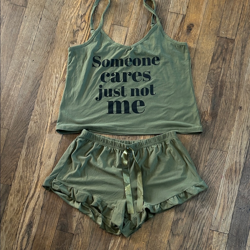 Fashion Nova Olive Green Pajama Set